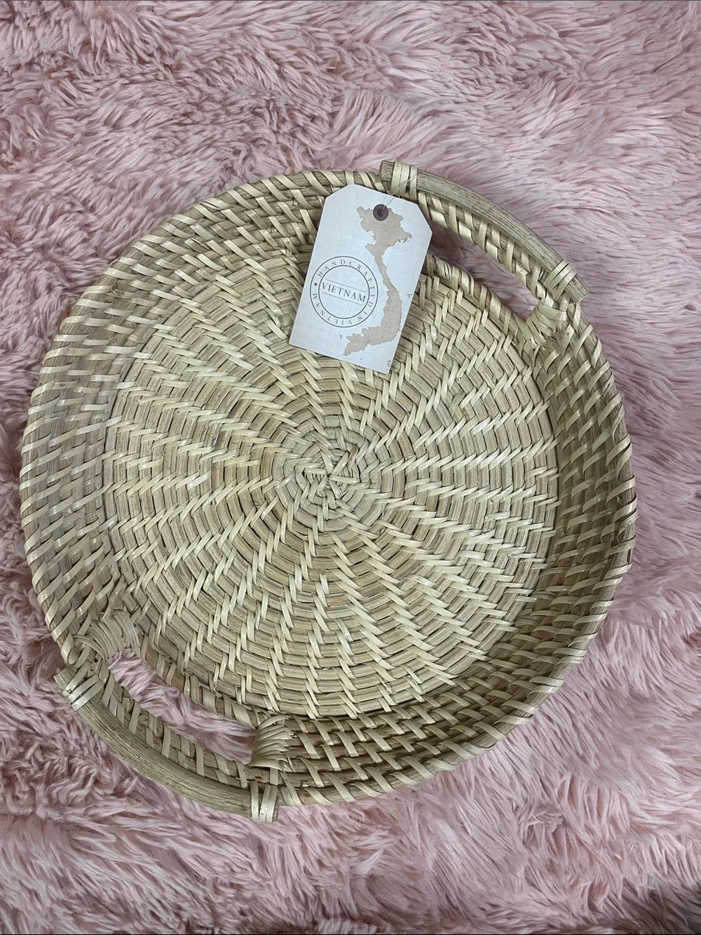 Handwoven Natural Rattan Serving Tray - Natural